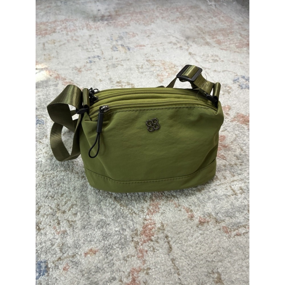 Green Nylon Crossbody Bag Multi Zip Travel Purse NWOT